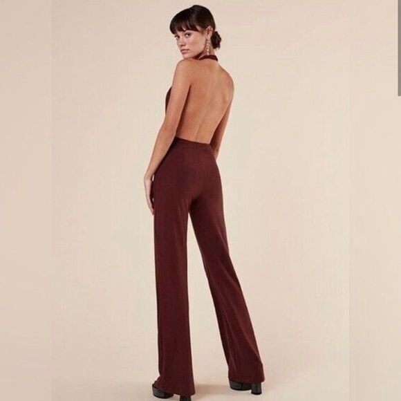 Reformation Berry Halter Jumpsuit Ribbed Low back Small - Picture 2 of 16